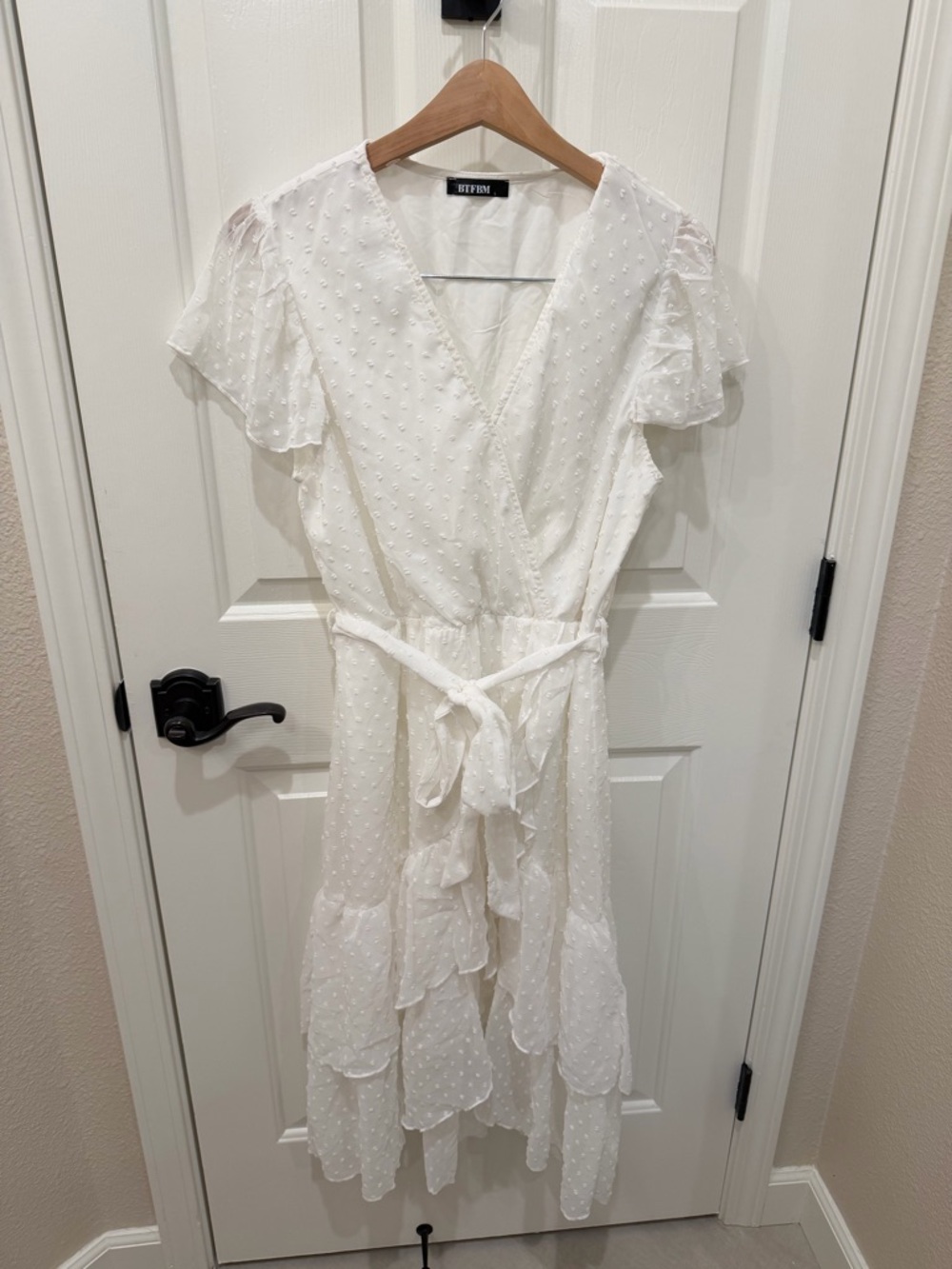 NWOT White Swiss Dot Wrap Dress
